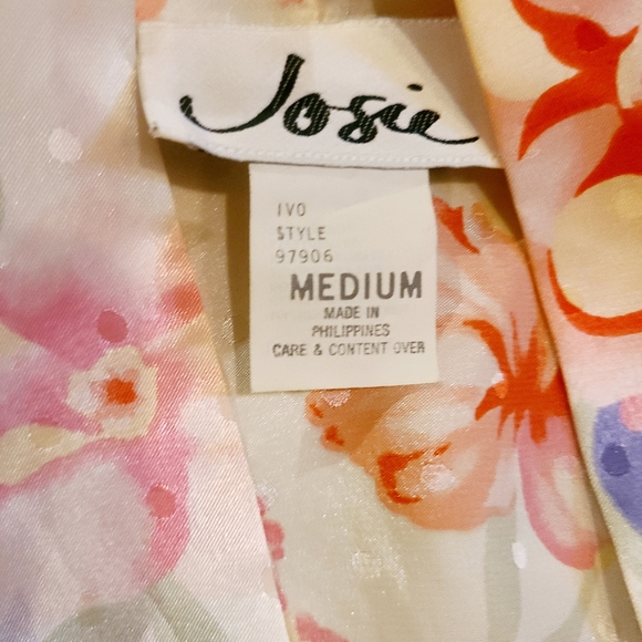 Vintage Josie Natori Kimono Short Robe Floral - Picture 5 of 7